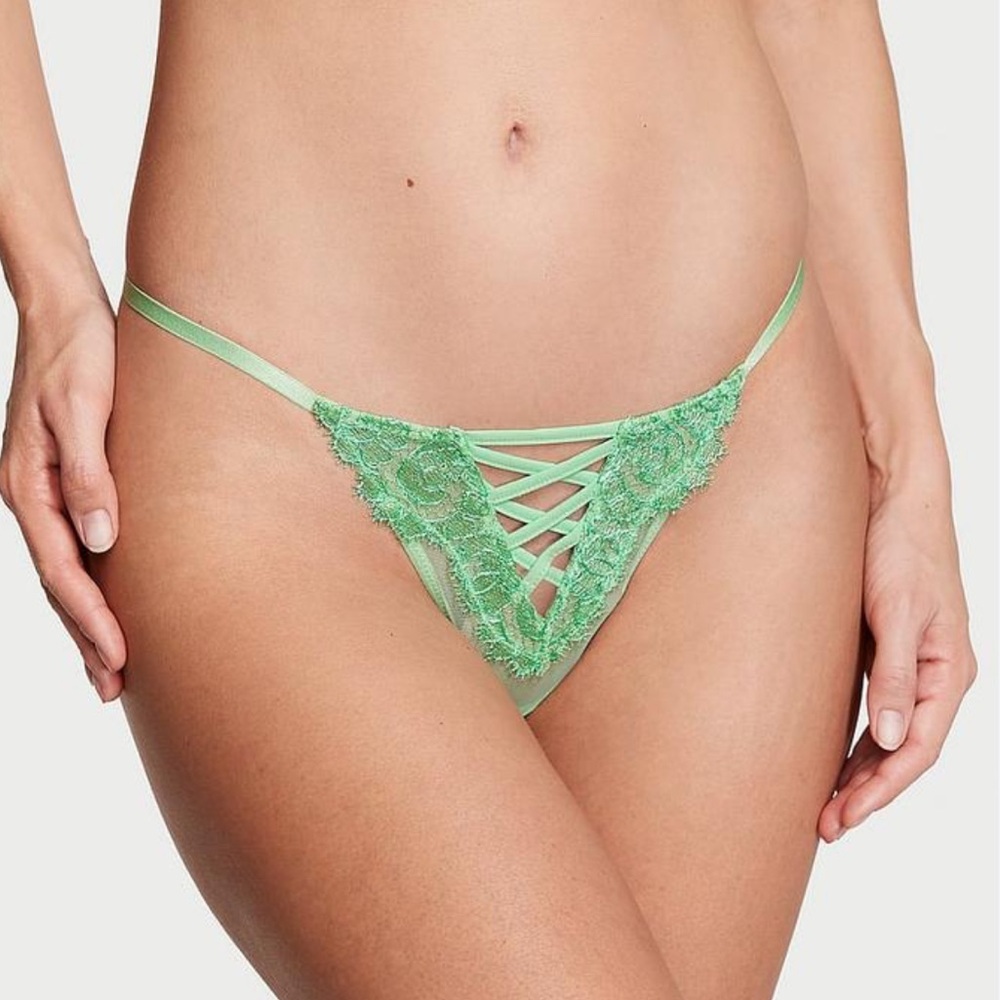 Victoria’s Secret Boho Floral Embroidery Thong Pantie Large